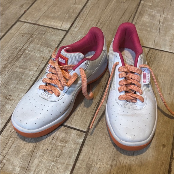 Puma White Sneakers with Pink and Orange Accents - Picture 1 of 3